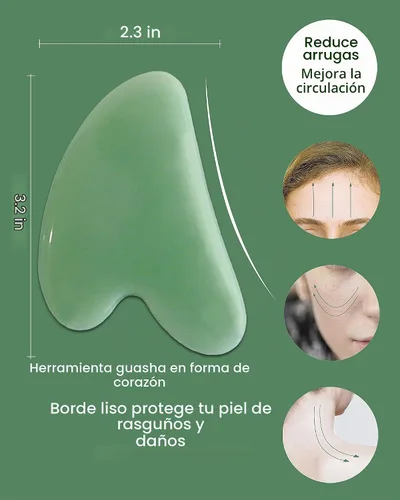 Vista 5 de MoHern 4 herramientas de masaje Gua Sha para cara y cuerpo, verde claro
