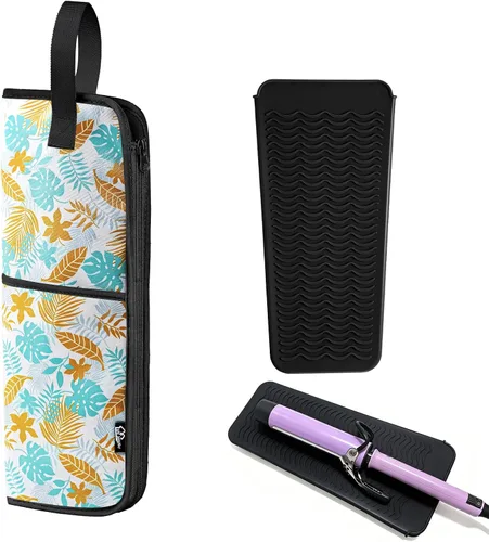 Vista 11 de WK IEASON Bolsa de viaje para herramientas para el cabello con alfombrilla A cuandros negros