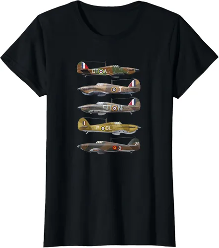 Vista 25 de Hawker Hurricane is a British WW2 camiseta de aviones de combate Negro