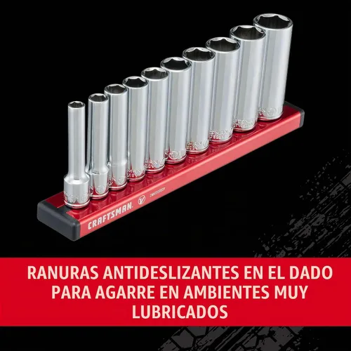 Vista 7 de CRAFTSMAN V-SERIES Juego de llaves de vaso profundo, MM, accionamiento de 1/4 pulgada, 10 piezas (CMMT17515V)