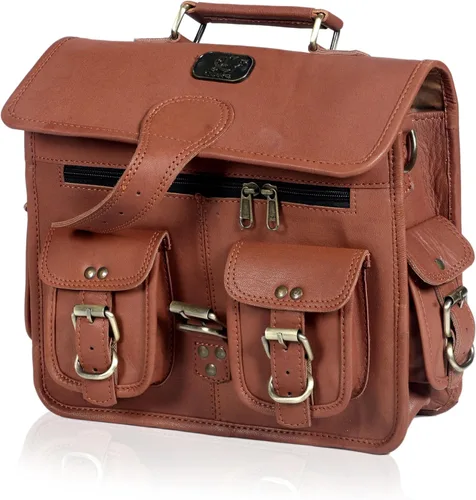 Vista 9 de cuero Bolsa de mensajero de cuero para hombres y mujeres, 12 pulgadas para laptop, bolsa cruzada de cuero vintage hecha a mano, unisex, maletín