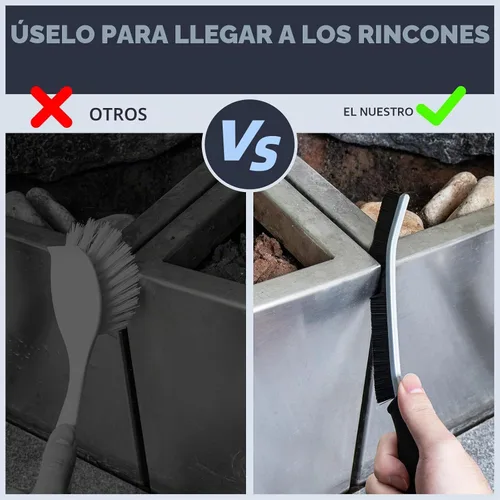 Vista 4 de FOOGWEE Cepillo de limpieza de hendiduras de cerdas duras, herramientas de limpieza del hogar, suministros multiusos para cocina, baño, inodoro Negro