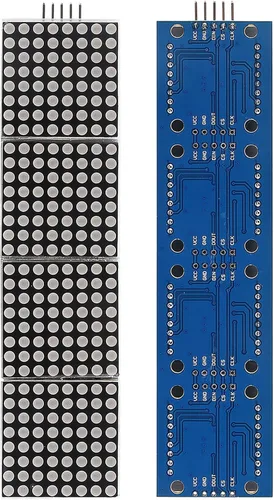 Vista 3 de MAX7219 Módulo de matriz de puntos 32x8 4 en 1 módulos de pantalla LED para microcontrolador Arduino Raspberry Pi con cable de 5 pines, azul