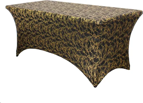 Vista 64 de YOUR CHAIR COVERS - Fundas rectangulares de elastano para mesas de 4 pies, manteles ajustados para eventos de boda, decoraciones de patio, tela Negro
