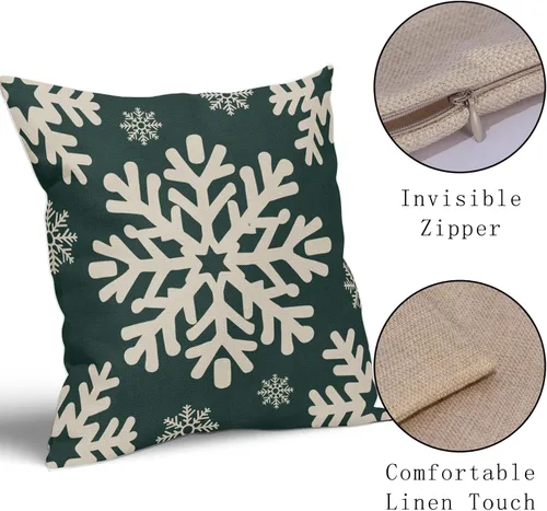 Vista 22 de Fundas de almohada decorativas de Navidad negras 40x40 cm con copos de nieve blancos de Navidad, juego de 2, temática rústica de invierno