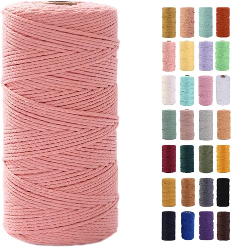 Vista 23 de Cuerda de macramé azul aire de 0.079 in x 220 yardas, cuerda de algodón colorido de algodón suave para colgar en la pared, colgadores de plantas