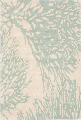 Vista 3 de SAFAVIEH Bella Collection BEL115C - Alfombra decorativa de lana prémium hecha a mano de 2 x 3 pies, color beige y azul