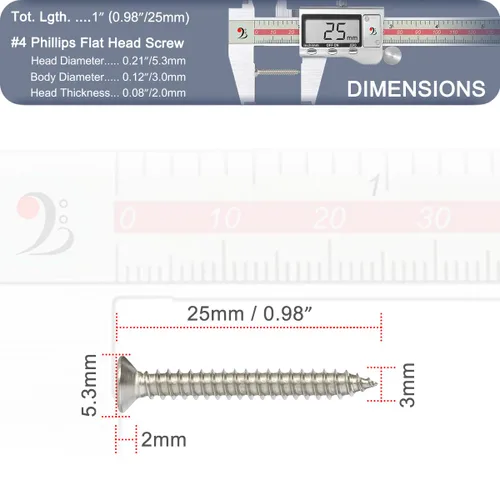 Vista 7 de Tornillos para madera, 120 tornillos Phillips de cabeza plana, tornillo de acero inoxidable 304 con kit de avellanado de madera ajustable (#4 x 1)