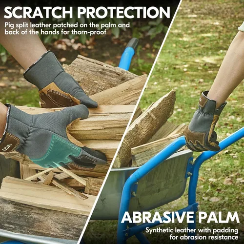 Vista 3 de Vgo... 1 par de guantes de jardinería para hombre, guantes de trabajo de seguridad, a prueba de pinchazos, a prueba de espinas, pantalla táctil