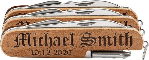 Vista 6 de Cuchillo de bolsillo grabado, cuchillo de bolsillo multiherramienta personalizado de 8 funciones, regalos de Navidad para hombres, cuchillos