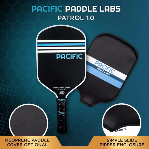 Vista 4 de Patrol 1.0 Paleta de pickleball, fibra de vidrio, 0.512 in, raqueta de pickleball aprobada por USAPA, textura de grano abrasivo de carbono, giro
