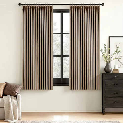 Vista 35 de MIULEE - Cortinas de lino beige con pliegues a presión 100% opacas para dormitorio, cortinas de ventana con memoria y bloqueo de luz para oscurecer