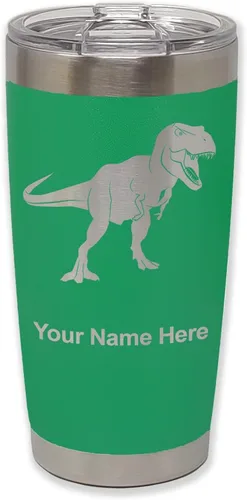 Vista 37 de LaserGram Vaso aislado al vacío de 20 onzas, dinosaurio Tiranosaurio Rex, grabado personalizado incluido (negro)
