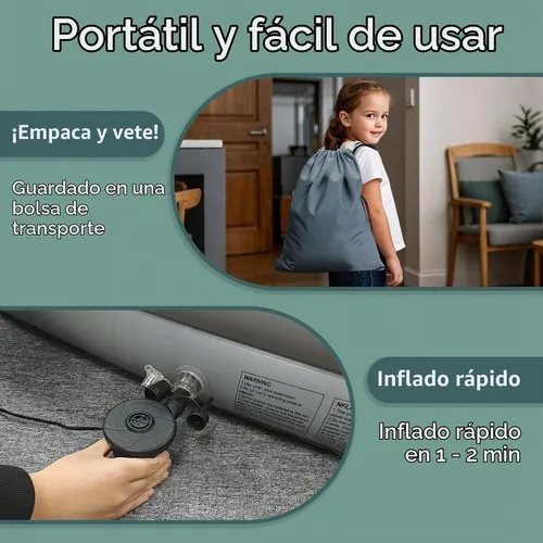 Vista 7 de GloTika Cama de viaje para niños pequeños, colchón de aire inflable Gris-blanco