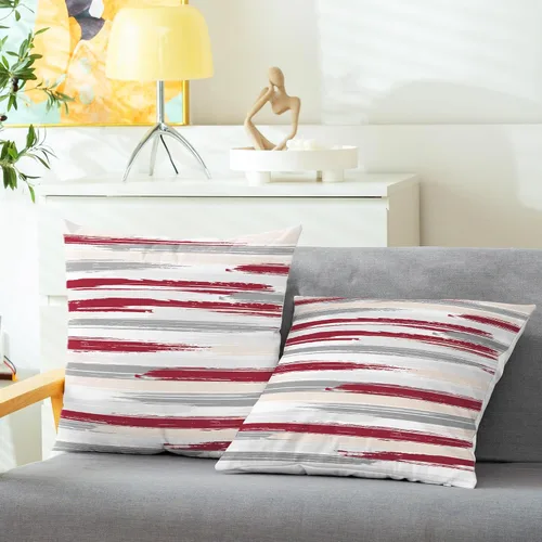 Vista 2 de CaliTime Fundas de Almohadas Decorativas Paquete de 2 Vellón Acogedor Textura Geométrica de Piedra Roca Cubiertas de Cojines Decorativos para Sofá