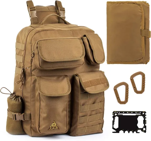 Vista 7 de T.O.M HORIZONS Bolsa de pañales para papá; sistema de cambio de pañales con una sola mano. Cambiador de pañales y mucho más incluido