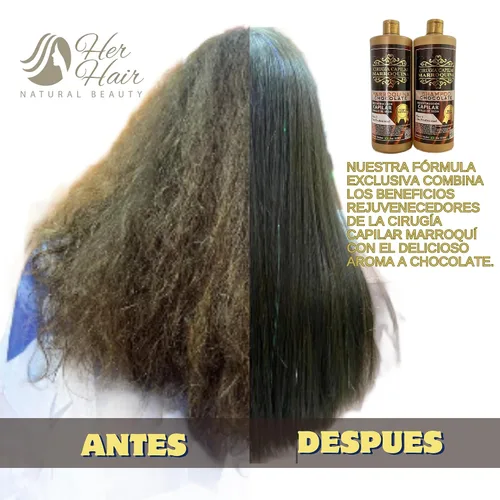 Vista 3 de Generic Ciruga Capilar Marroquina Chocolate 33.8 oz, Champú Chocolate 33.8 oz - Kit 2 Pasos para uso profesional, hidratación profunda, control