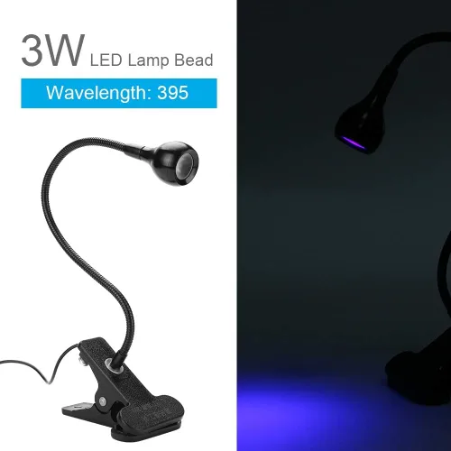Vista 2 de GOWENIC Lámpara LED de curado de pegamento, luz UV portátil USB con clip para gel de uñas, reparación de teléfono, detección fluorescente y uso