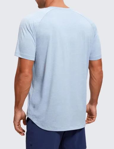 Vista 2 de CRZ YOGA Crewneck Workout Shirts for Men - Quick Dry Running Athletic T-Shirts Lightweight Basic Tops