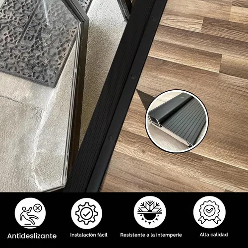 Vista 4 de KC Hardware Umbral de aluminio ajustable negro, ancho corto, diseño de tornillo oculto, umbral de puerta exterior resistente para puertas