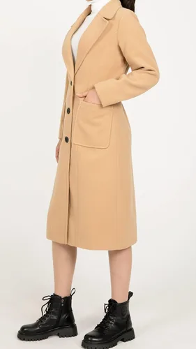 Vista 4 de ThCreasa Chaqueta de invierno de mezcla de lana para mujer, con solapa y solapa, para invierno