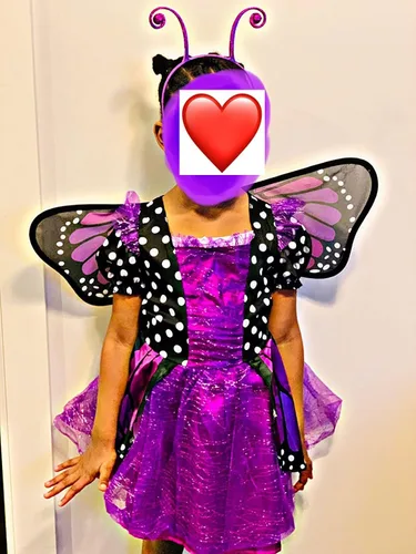 Vista 4 de ALVOGIMOR Hermoso disfraz de hada de mariposa para niñas, incluye ala y diadema