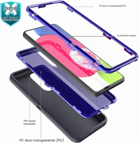 Vista 6 de YmhxcY Funda A53 5G, a prueba de caídas, 3 capas, duradera, a prueba de golpes, protección contra caídas, funda protectora de goma sólida mate