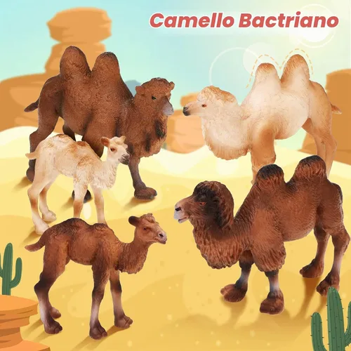 Vista 3 de Supervitae 8 piezas de camellos de plástico grandes, figuras de plástico de gran tamaño salvaje árabe camello dromedario, figuras de animales