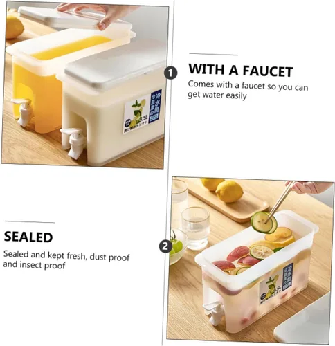 Vista 8 de NOLITOY Cubo de bebida fría grande para café, jarra de agua helada, jarra de agua para cocina, refrigerador, recipiente de agua, hervidor de agua