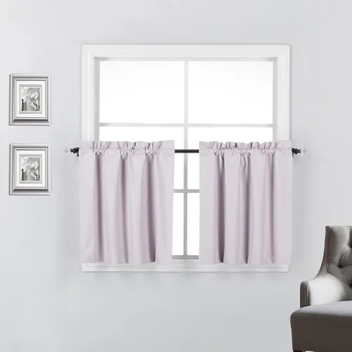 Vista 4 de 2 paneles de cortinas opacas con aislamiento térmico y forro blanco en la parte trasera para ventana de bloqueo de luz para cualquier ventana