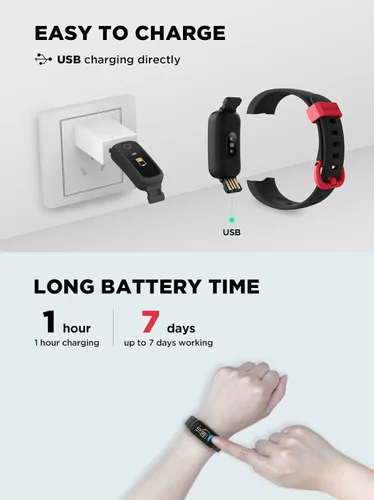 Vista 6 de BIGGERFIVE Vigor - Reloj de fitness para niños de 5 a 15 años, impermeable IP68, podómetro, seguimiento de actividad con monitor de frecuencia