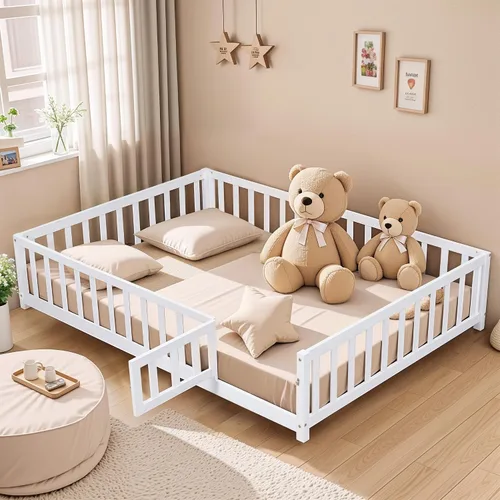 Vista 9 de Cama de plataforma tapizada de terciopelo tamaño Queen con cabecera con patrón de flores, marco de cama de madera para dormitorio con soporte