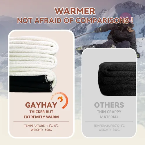 Vista 2 de GAYHAY Leggings con forro polar para mujer, de cintura alta, gruesos, cálidos, suaves, con control de abdomen, térmicos, casuales, color negro