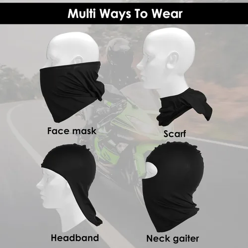 Vista 3 de WLLHYF Máscara de esquí para motocicleta, 2 unidades, pasamontañas negro, cobertura para el cuello, máscara de cara completa, ajustable, resistente