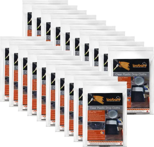 Vista 10 de 10 piezas de lonas de plástico para pintores, cubierta impermeable y antipolvo, lona desechable de 9 x 12 pies para pintar para sofá/cubierta