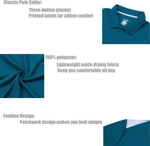 Vista 2 de Corna Camisas de golf para hombre que absorben la humedad ajuste seco de secado rápido manga corta estilo casual para hombre