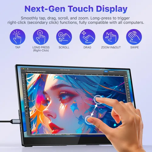 Vista 2 de VisionOwl Monitor portátil para laptop, IPS USB-C HDMI segundo monitor de viaje para MacBook Pro Air, PC, PS5, Xbox, segunda pantalla portátil