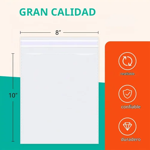 Vista 2 de iMailer - 100 unidades - Bolsas de celofán de plástico transparente de 8 x 10 pulgadas - Bolsas de celofán autosellables resellables para tarjetas