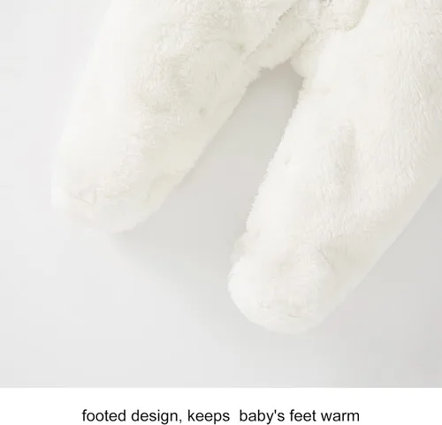 Vista 5 de pureborn Newborn Baby Fleece Footed Jumpsuit Hooded Pramsuit Winter Snowsuit for Infant Boys Girls 0-12 Months