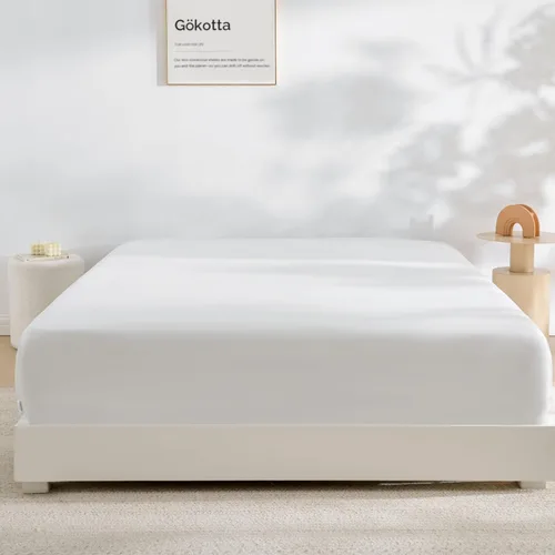 Vista 11 de Gokotta Sábana bajera ajustable y funda de almohada de rayón de bambú, sábana refrescante súper suave con 4 correas elásticas en las esquinas