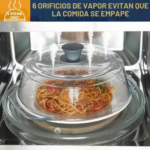 Vista 4 de lopeztek Cubierta de vidrio para salpicaduras de microondas, fundas de horno de microondas de vidrio para alimentos, protector de salpicaduras
