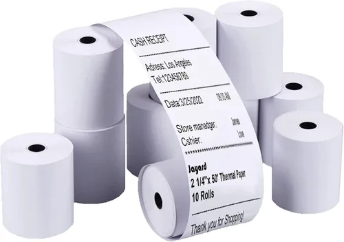 Vista 17 de Jayard Rollos de papel térmico de 2-1/4 pulgadas x 85 pies para tarjetas de crédito, rollos de papel térmico de 2.25 x 85 pies, rollos de caja