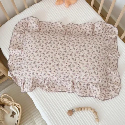 Vista 22 de BuLuTu Funda de almohada de muselina de algodón para niños pequeños con bonito patrón de flores de azalea, súper suave, funda de almohada para cuna