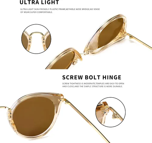 Vista 4 de SUNGAIT Gafas de sol polarizadas para mujer estilo vintage ojo de gato UV400