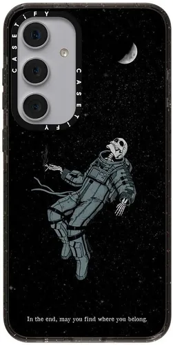 Vista 223 de CASETiFY Funda de impacto para Galaxy S22+ - Adhesivo Aries Moross, color negro transparente