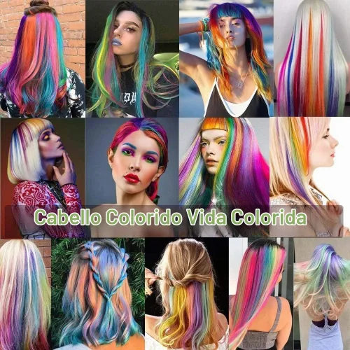 Vista 7 de 20 extensiones de cabello con clip de colores para niñas, extensiones de cabello arcoíris multicolor de 20 pulgadas, reflejos instantáneos, piezas A