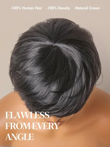 Vista 6 de Luvme Hair Ultra Confortable, de Colocación Rápida y Fácil, Corte Pixie Corto con Flequillo de 12.7 cm, con Tapa de Algodón Amistosa con la Piel