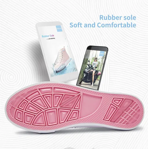 Vista 26 de Obtaom Zapatos de lona de alta calidad para mujer/hombre para jugar a media pantorrilla, zapatillas de deporte de moda casuales con cordones de alta