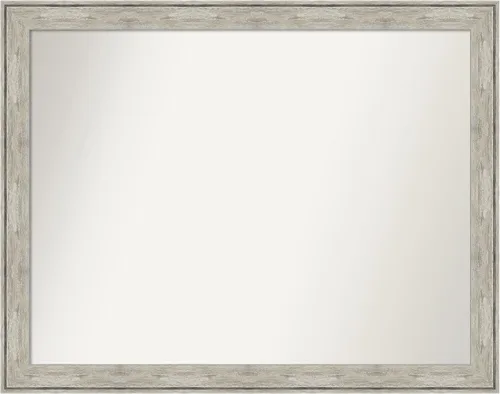 Vista 41 de Amanti Art Espejo de baño plateado para sobre el fregadero, 28 x 37 pulgadas, elegante espejo rectangular de peltre cepillado, marco de madera