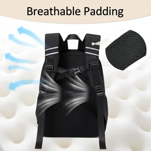 Vista 4 de Mochila Abshoo para niños y niñas, mochila escolar para niños pequeños, Negro